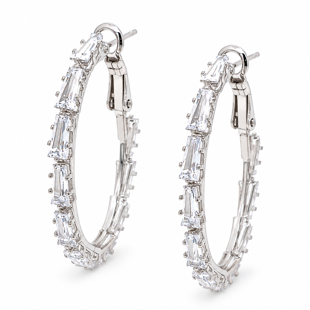 Silver Oval Baguette Hoops by picntell