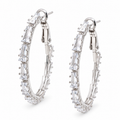 Silver Oval Baguette Hoops by picntell