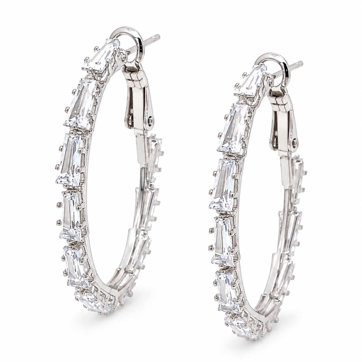 Silver Oval Baguette Hoops by picntell