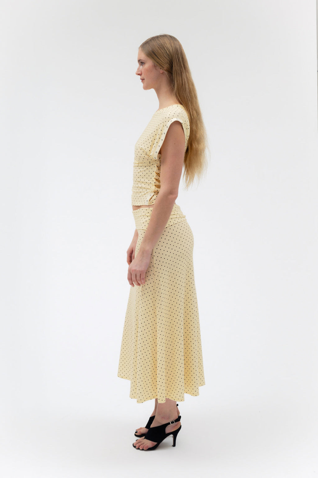 FOLDOVER FLARED MAXI SKIRT IN BUTTER