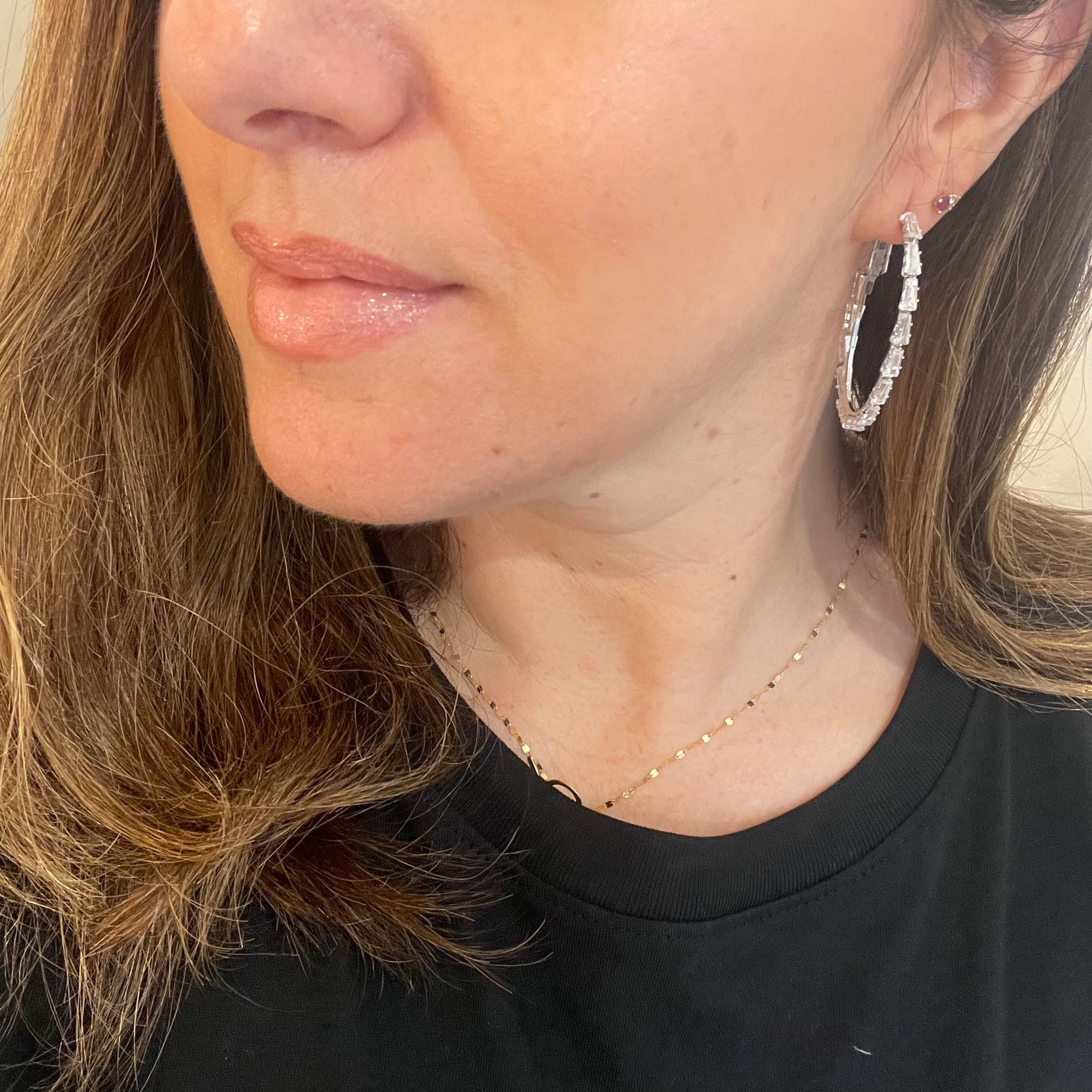 Silver Oval Baguette Hoops by picntell