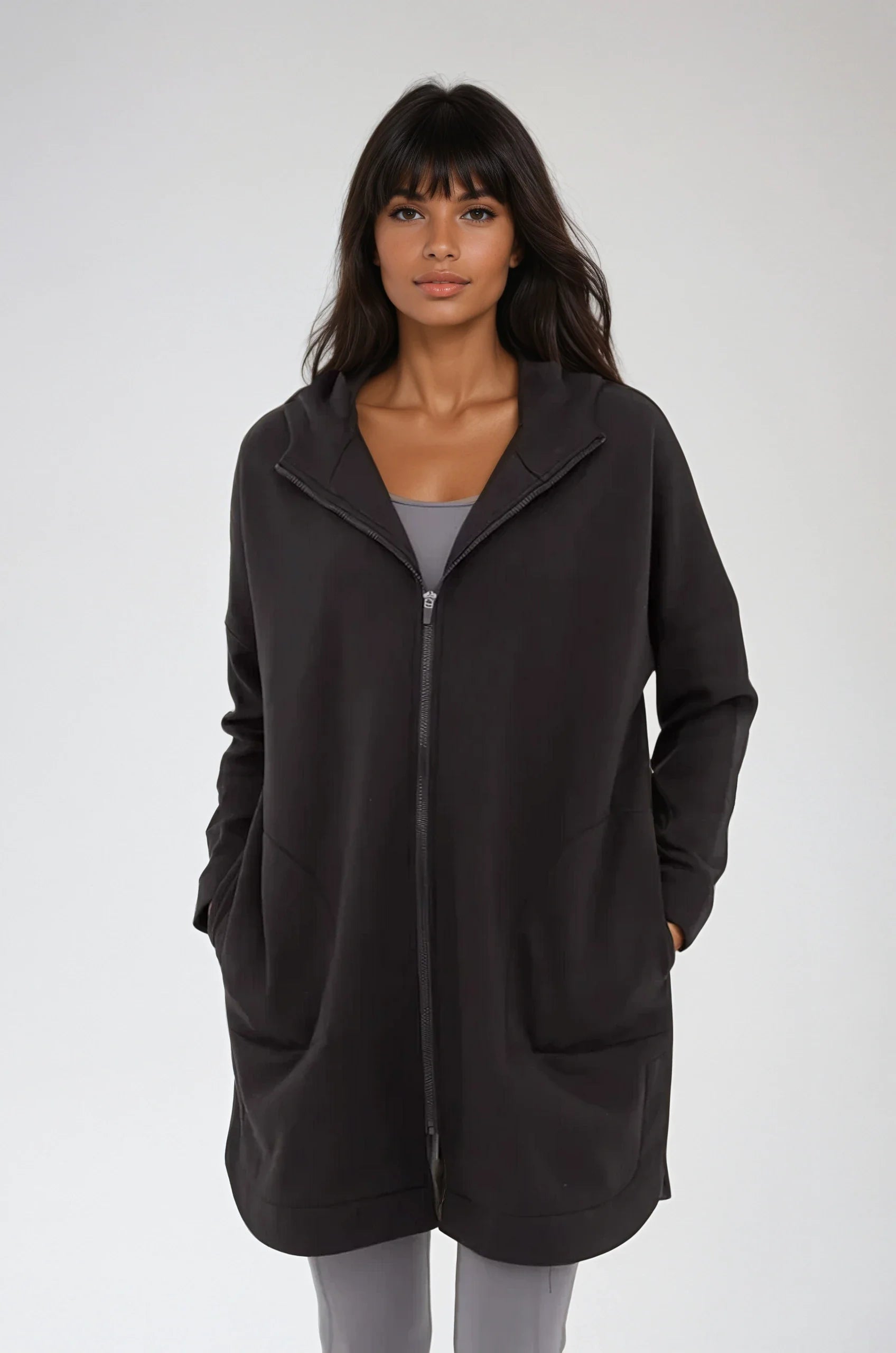 Cozy Comfort Zip Up Hoodie Jacket Black