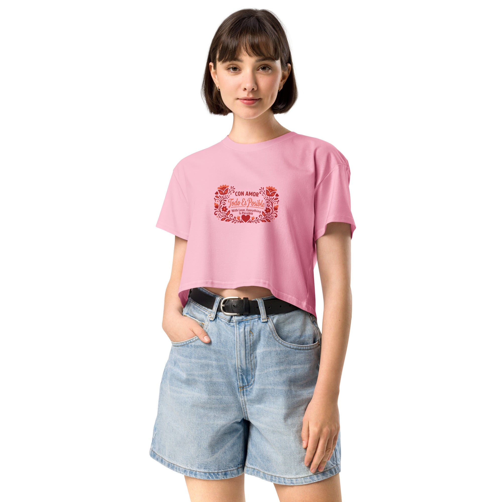 With Love Everything is Possible Women’s crop top by Latinamom33