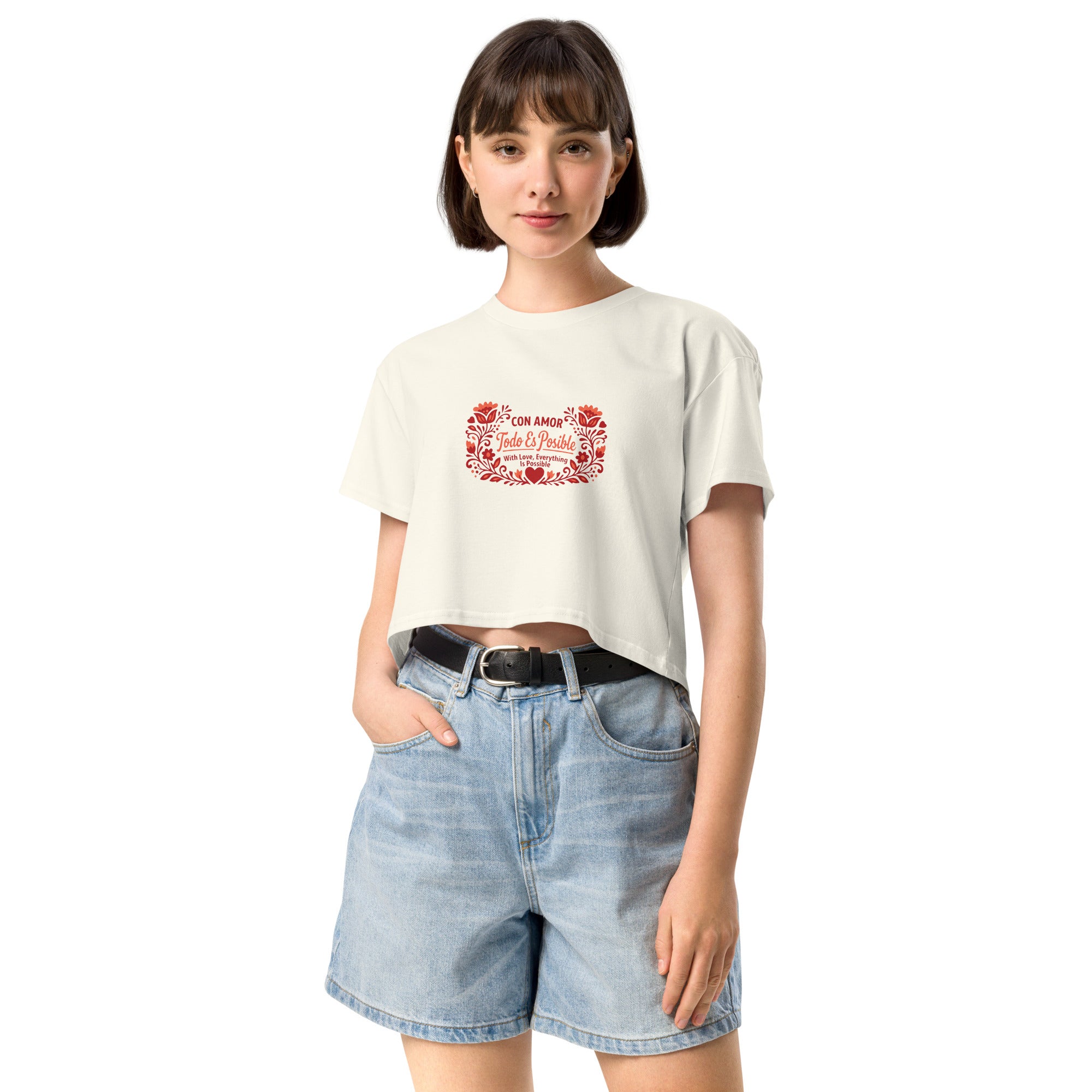 With Love Everything is Possible Women’s crop top by Latinamom33